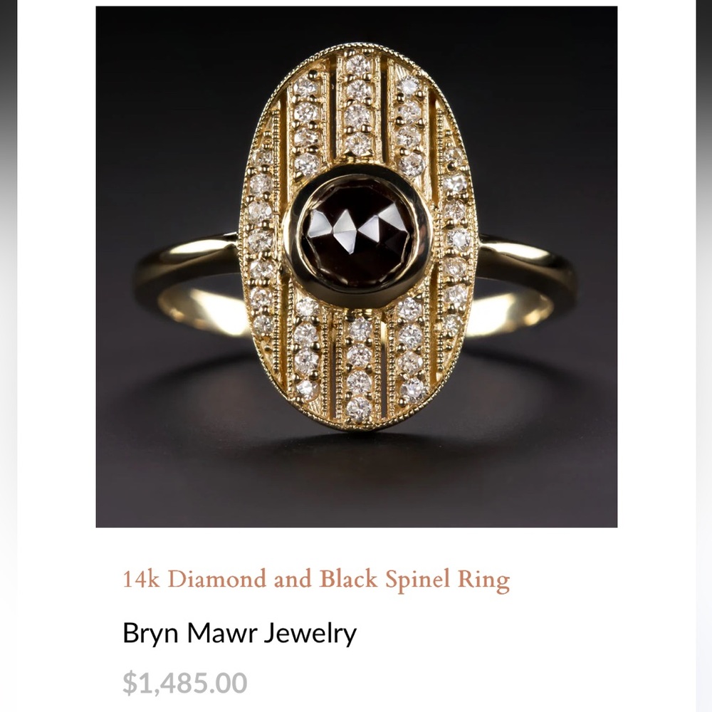 Black Spinel Diamond 14k size 4.75